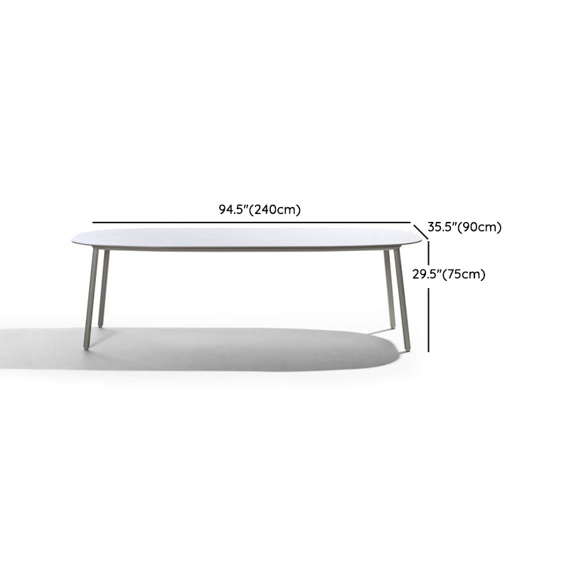 Oval Patio Dining Table Set 1/7 Pcs Stone Top Patio Dining Table with Chairs