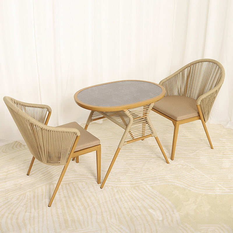 Modern Style Bistro Set Metal Base 3 Pieces Bistro Set for Outdoor