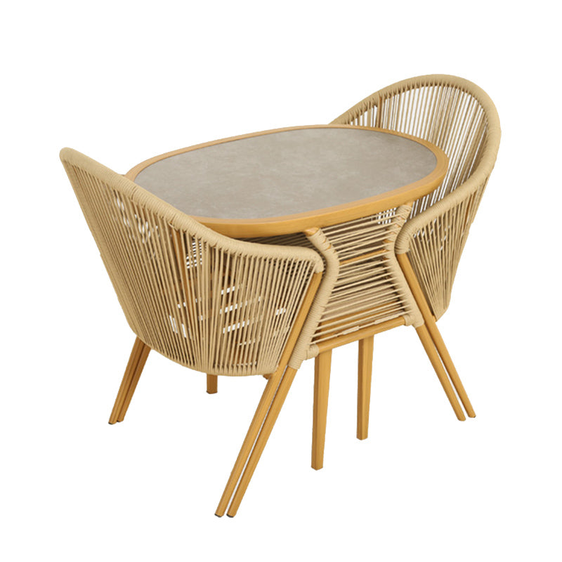 Modern Style Bistro Set Metal Base 3 Pieces Bistro Set for Outdoor
