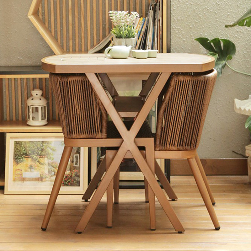 Modern Style Bistro Table Set Wooden Top 1/2/3 Pieces Bistro Table Set