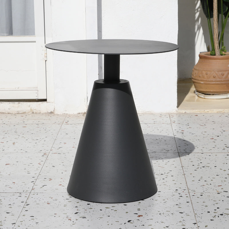 Round Outdoor Table Industrial Dining Table with Pedestal Base