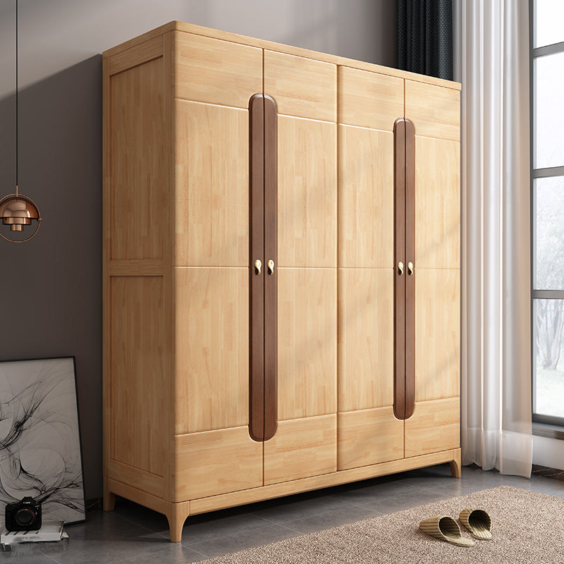 Modern Style Wardrobe Cabinet Wood Clothes Rail Wardrobe Armoire with Shelves