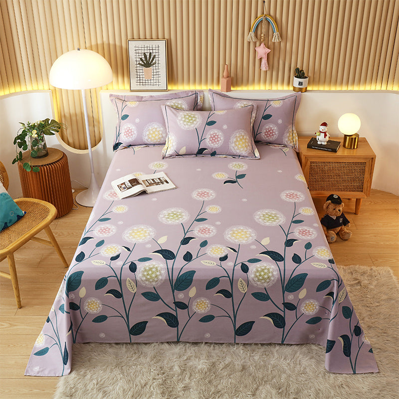 Floral Pattern Bed Sheet Breathable Skin-friendly Bed Sheet Set