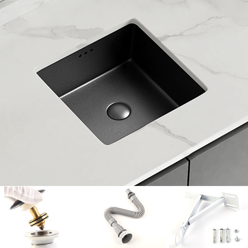 Modern Undermount Vanity Sink Square Porcelain with Pop-Up Drain Basin Sink