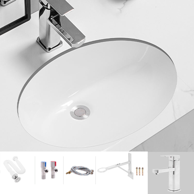 Modern Oval Wash Stand Ceramic Metal Undermount Bathroom Sink