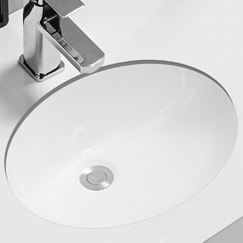 Modern Oval Wash Stand Ceramic Metal Undermount Bathroom Sink