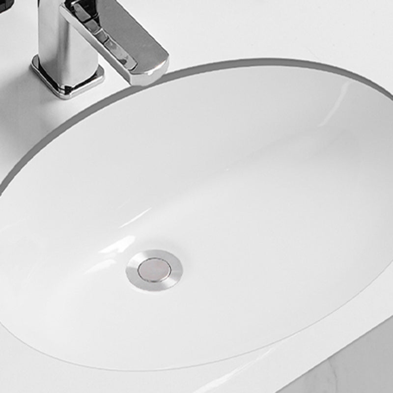 Modern Oval Wash Stand Ceramic Metal Undermount Bathroom Sink