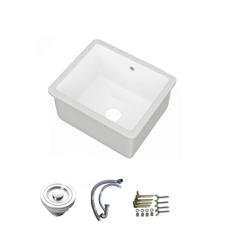 Modern Bathroom Sink Porcelain with Overflow and Drain Assembly Undermount Vanity Sink