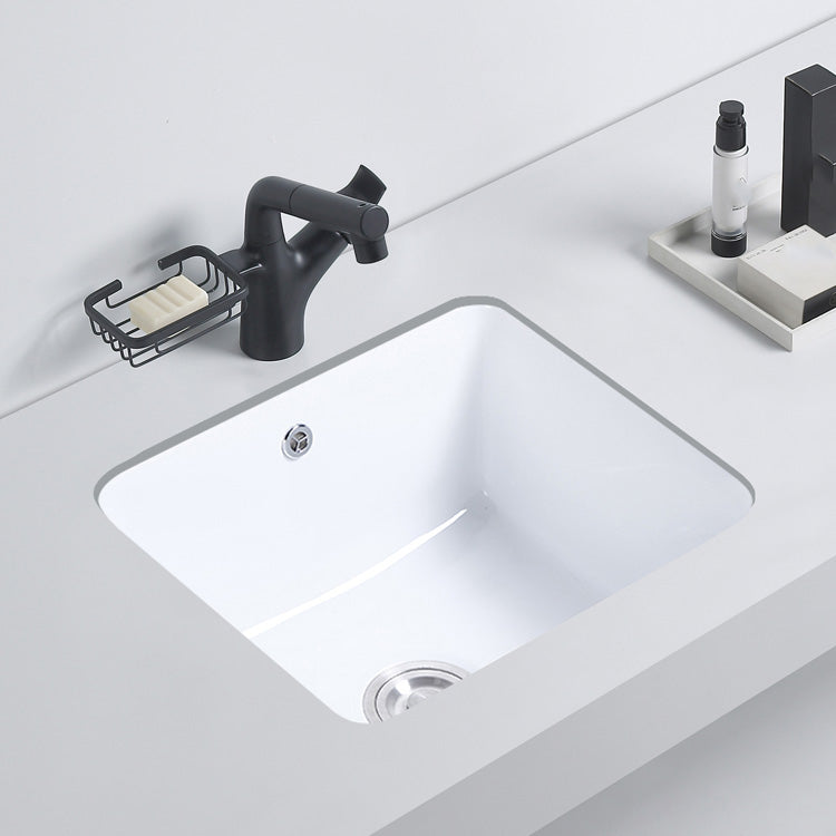 Modern Bathroom Sink Porcelain with Overflow and Drain Assembly Undermount Vanity Sink