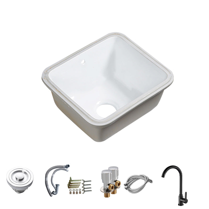 Modern Bathroom Sink Porcelain with Overflow and Drain Assembly Undermount Vanity Sink