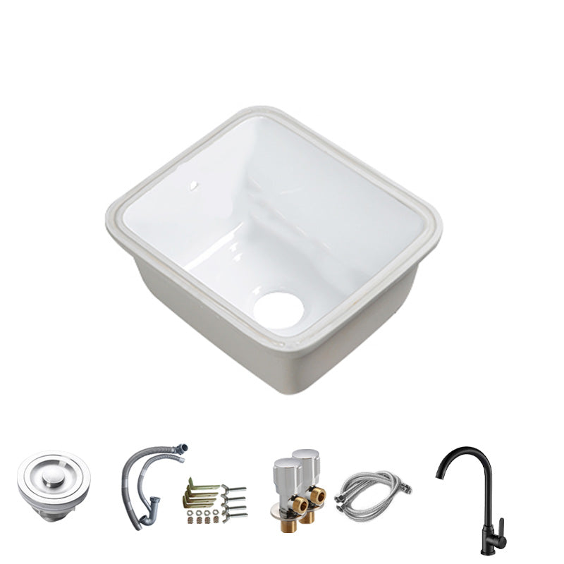 Modern Bathroom Sink Porcelain with Overflow and Drain Assembly Undermount Vanity Sink