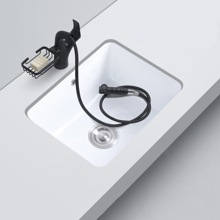 Modern Bathroom Sink Porcelain with Overflow and Drain Assembly Undermount Vanity Sink