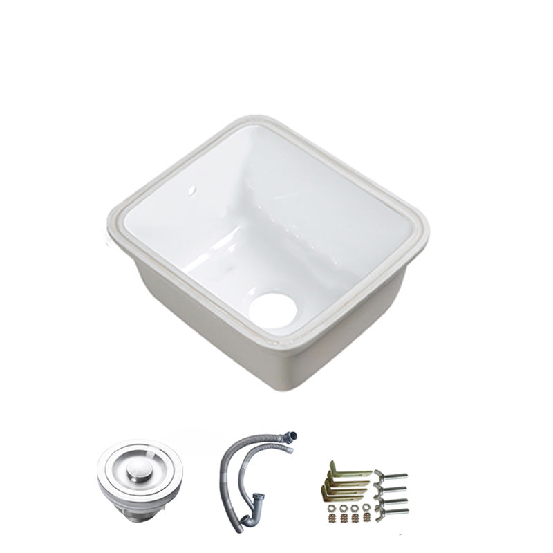 Modern Bathroom Sink Porcelain with Overflow and Drain Assembly Undermount Vanity Sink