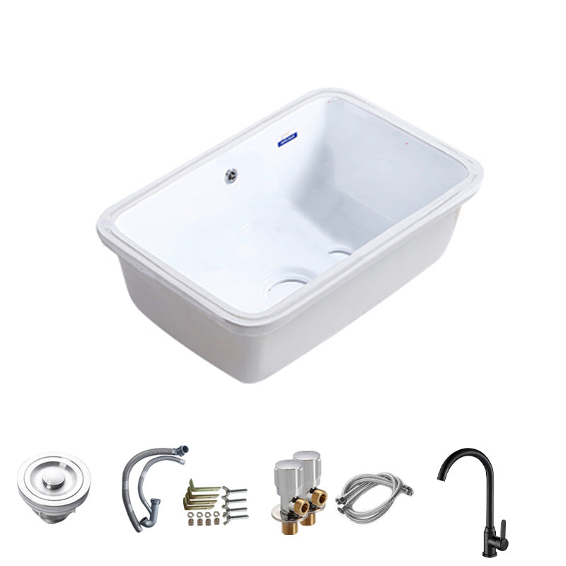 Modern Bathroom Sink Porcelain with Overflow and Drain Assembly Undermount Vanity Sink