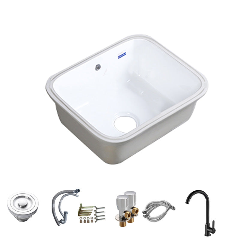 Modern Bathroom Sink Porcelain with Overflow and Drain Assembly Undermount Vanity Sink