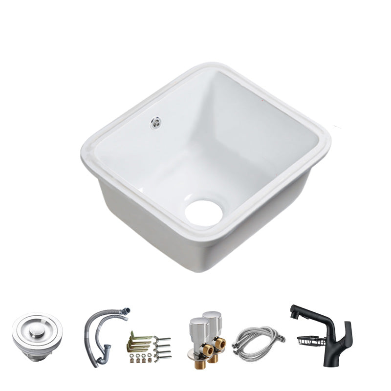 Modern Bathroom Sink Porcelain with Overflow and Drain Assembly Undermount Vanity Sink