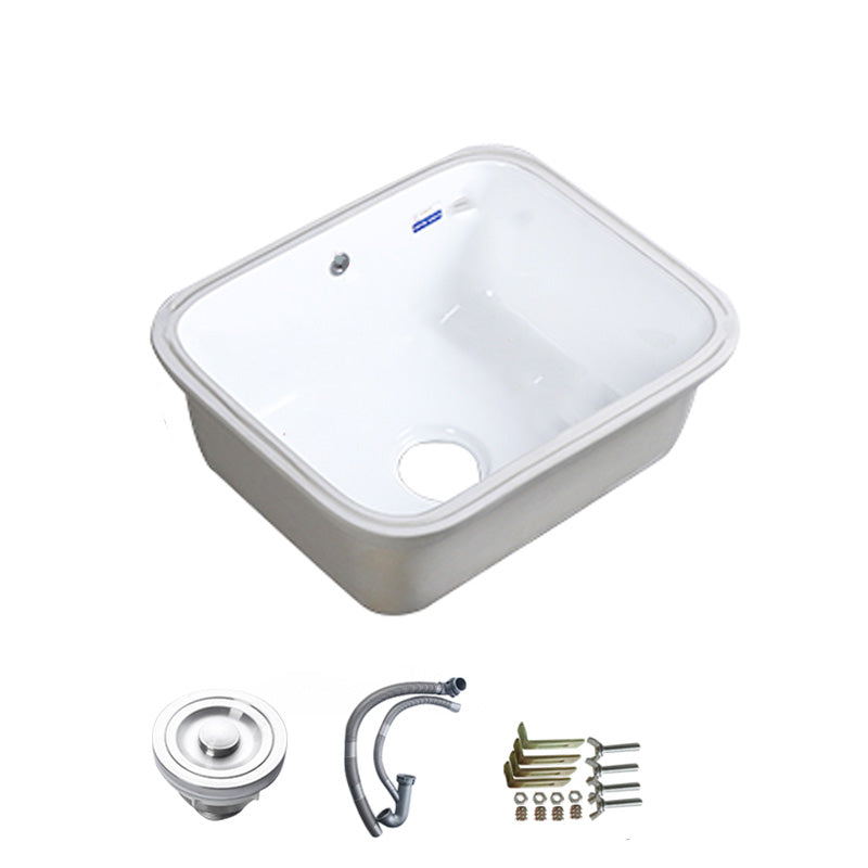Modern Bathroom Sink Porcelain with Overflow and Drain Assembly Undermount Vanity Sink