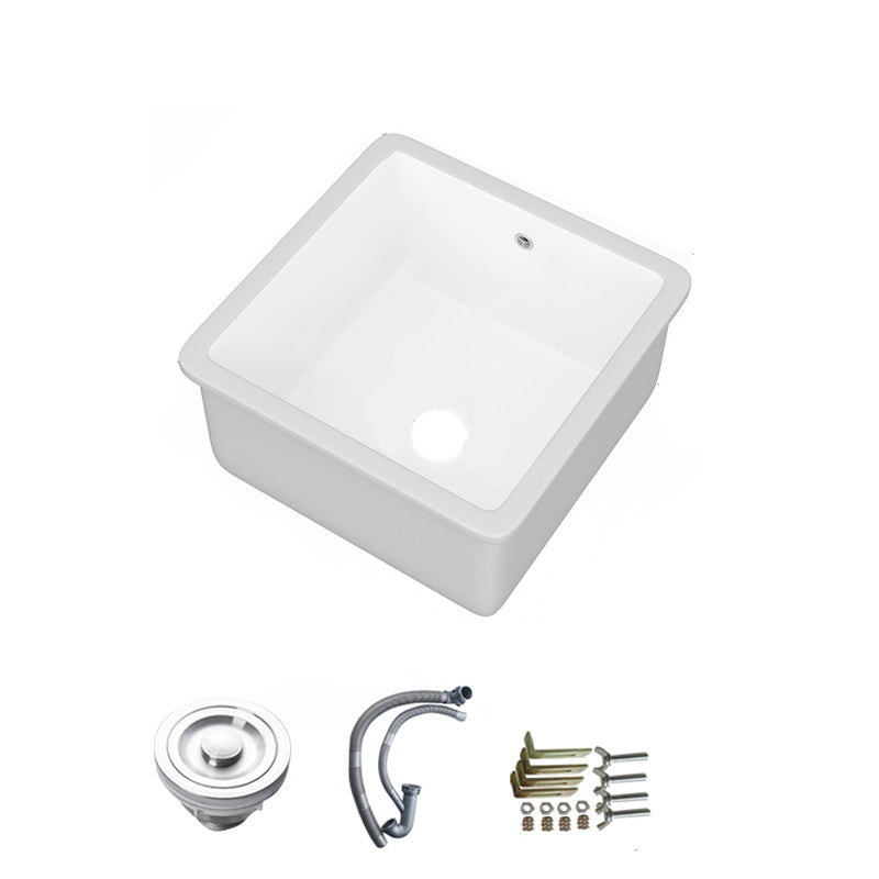 Modern Bathroom Sink Porcelain with Overflow and Drain Assembly Undermount Vanity Sink