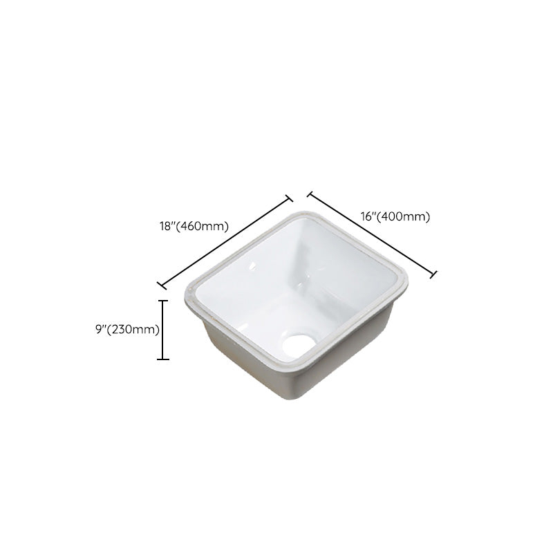 Modern Bathroom Sink Porcelain with Overflow and Drain Assembly Undermount Vanity Sink