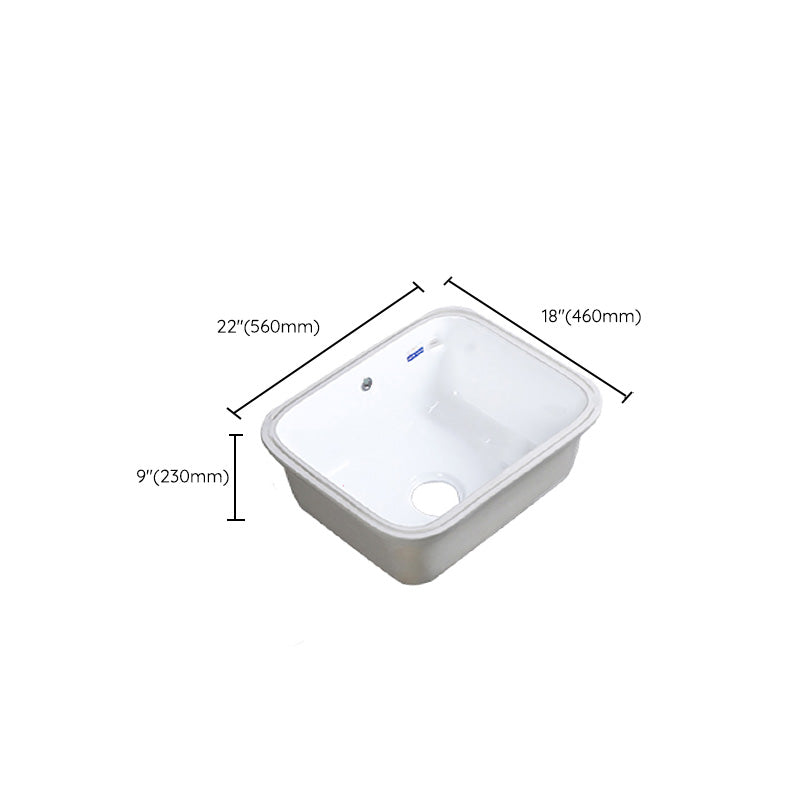 Modern Bathroom Sink Porcelain with Overflow and Drain Assembly Undermount Vanity Sink