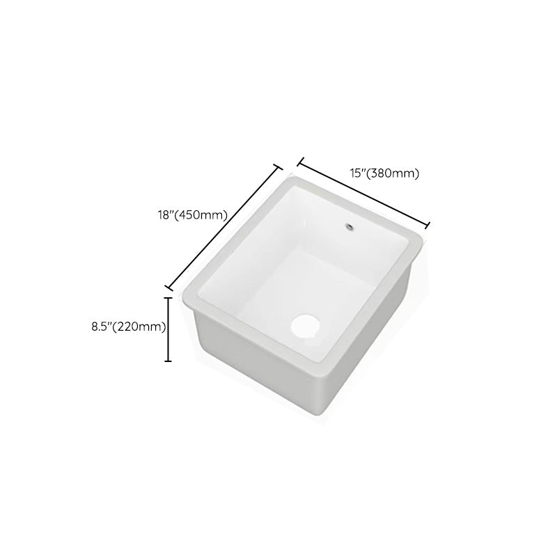 Modern Bathroom Sink Porcelain with Overflow and Drain Assembly Undermount Vanity Sink