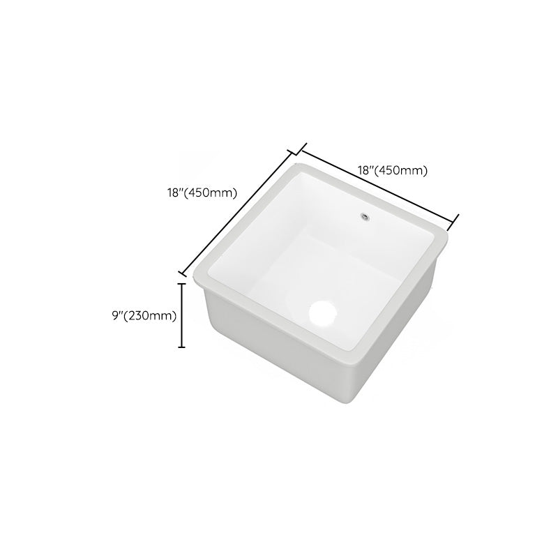 Modern Bathroom Sink Porcelain with Overflow and Drain Assembly Undermount Vanity Sink