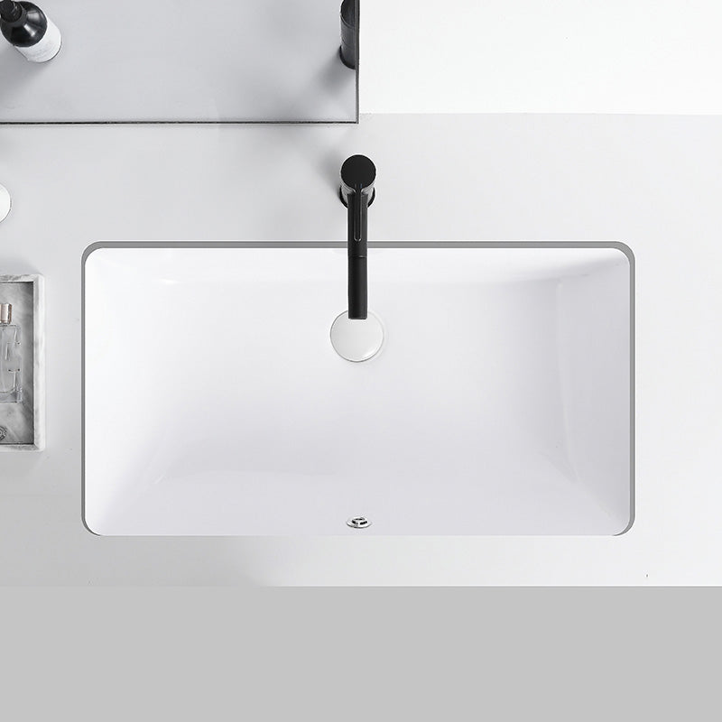 Modern Undermount Bathroom Sink Rectangular Porcelain with Faucet Basin Sink