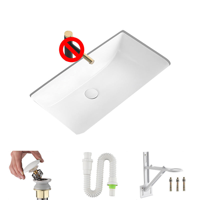 Modern Undermount Bathroom Sink Rectangular Porcelain with Faucet Basin Sink
