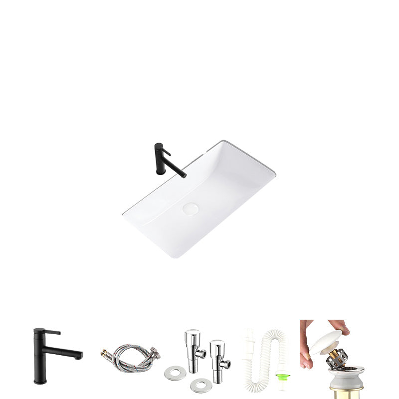 Modern Undermount Bathroom Sink Rectangular Porcelain with Faucet Basin Sink