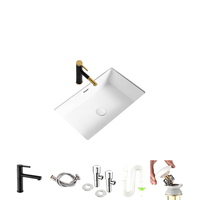 Modern Undermount Bathroom Sink Rectangular Porcelain with Faucet Basin Sink