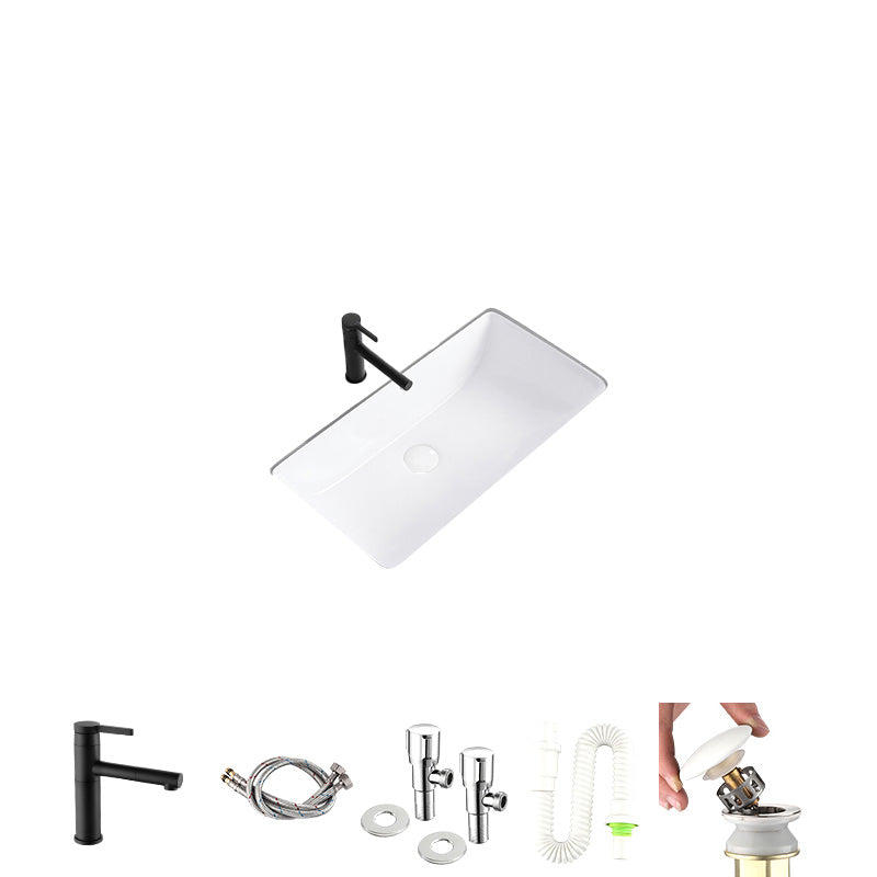 Modern Undermount Bathroom Sink Rectangular Porcelain with Faucet Basin Sink