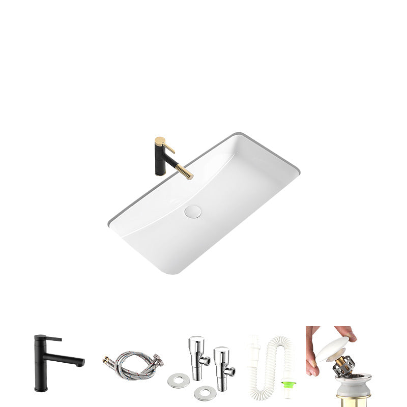 Modern Undermount Bathroom Sink Rectangular Porcelain with Faucet Basin Sink