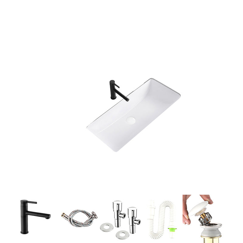 Modern Undermount Bathroom Sink Rectangular Porcelain with Faucet Basin Sink