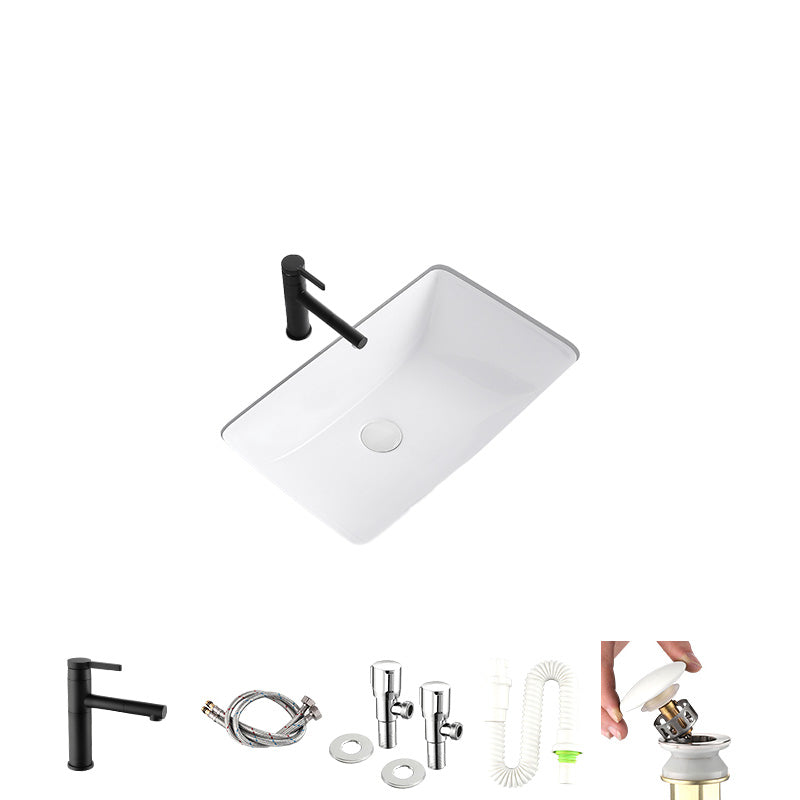Modern Undermount Bathroom Sink Rectangular Porcelain with Faucet Basin Sink