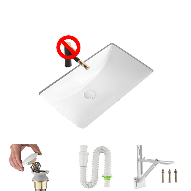 Modern Undermount Bathroom Sink Rectangular Porcelain with Faucet Basin Sink