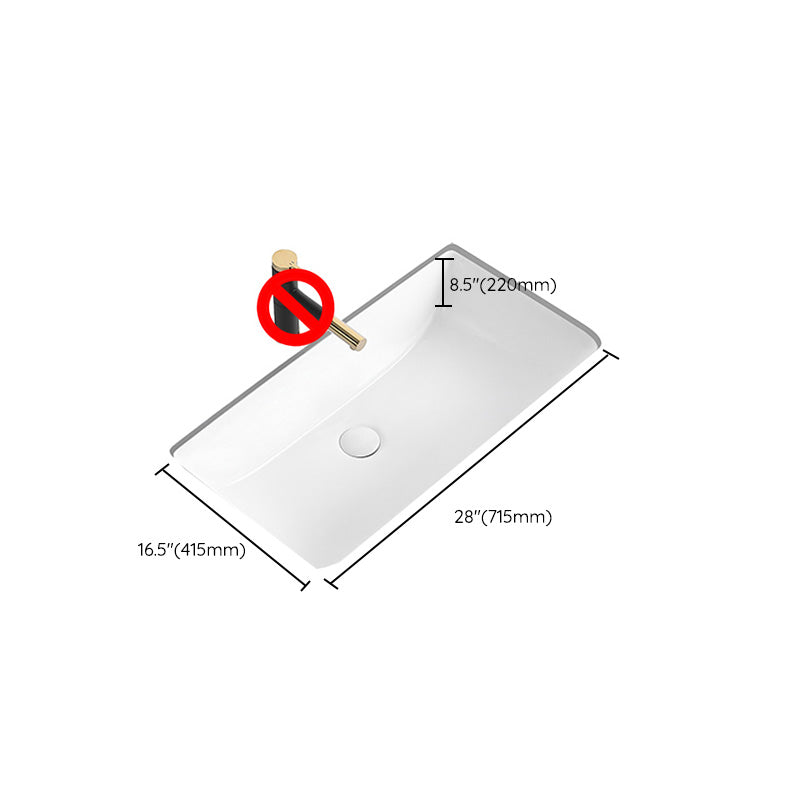 Modern Undermount Bathroom Sink Rectangular Porcelain with Faucet Basin Sink