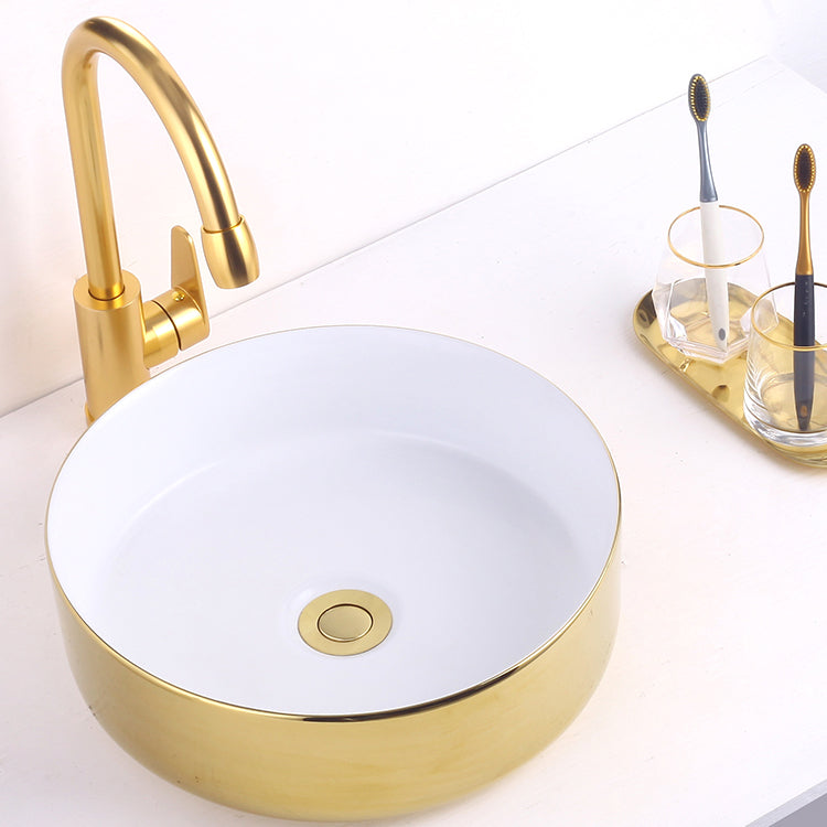 Round Bathroom Sink Contemporary Porcelain Trough Bathroom Sink