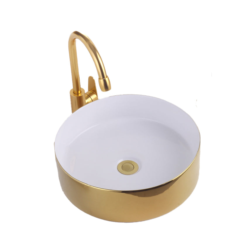Round Bathroom Sink Contemporary Porcelain Trough Bathroom Sink