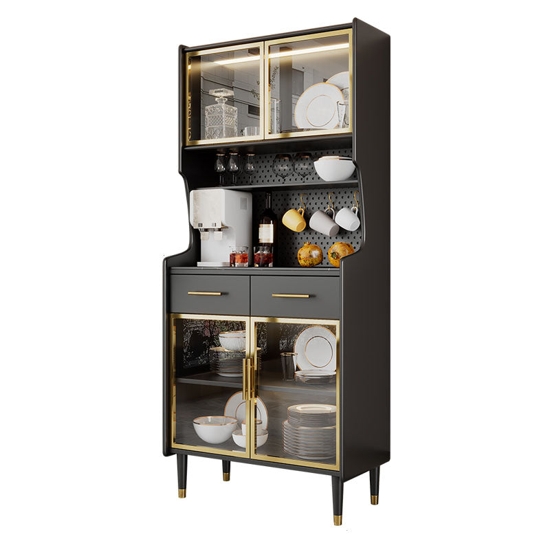Ultra Modern Wood Dining Hutch Glass Doors Storage Cabinet for Dining Room