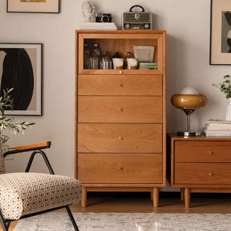 Contemporary Vertical Combo Dresser Solid Wood Storage Dresser for Home