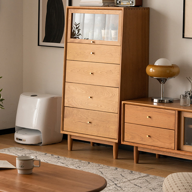 Contemporary Vertical Combo Dresser Solid Wood Storage Dresser for Home