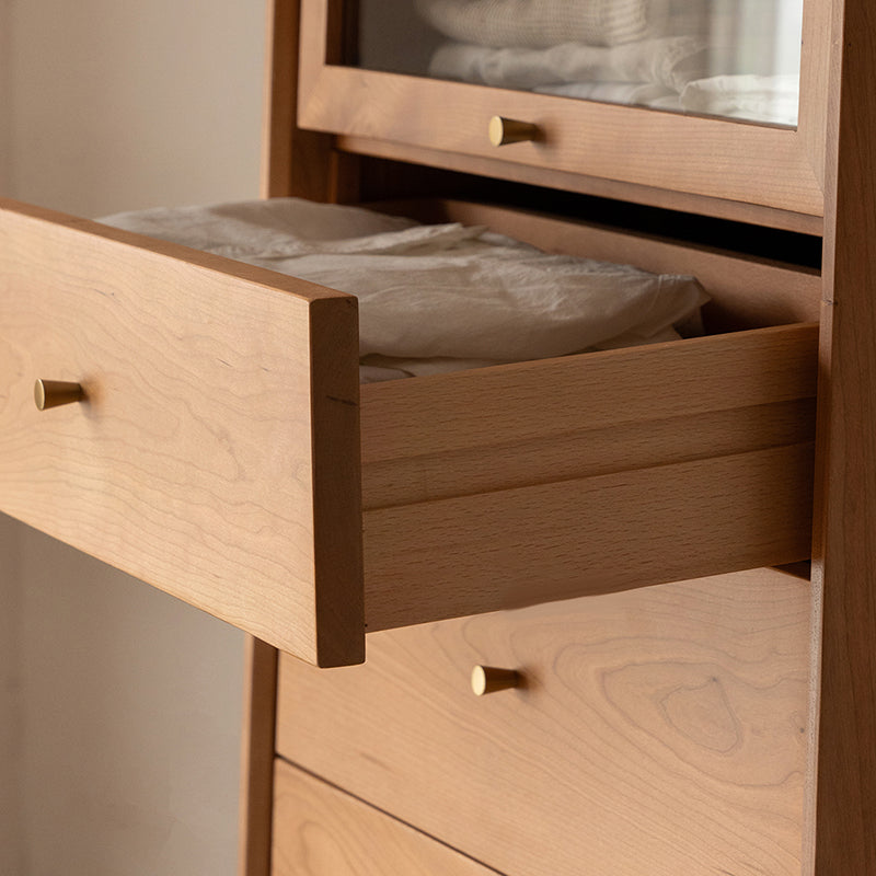 Contemporary Vertical Combo Dresser Solid Wood Storage Dresser for Home