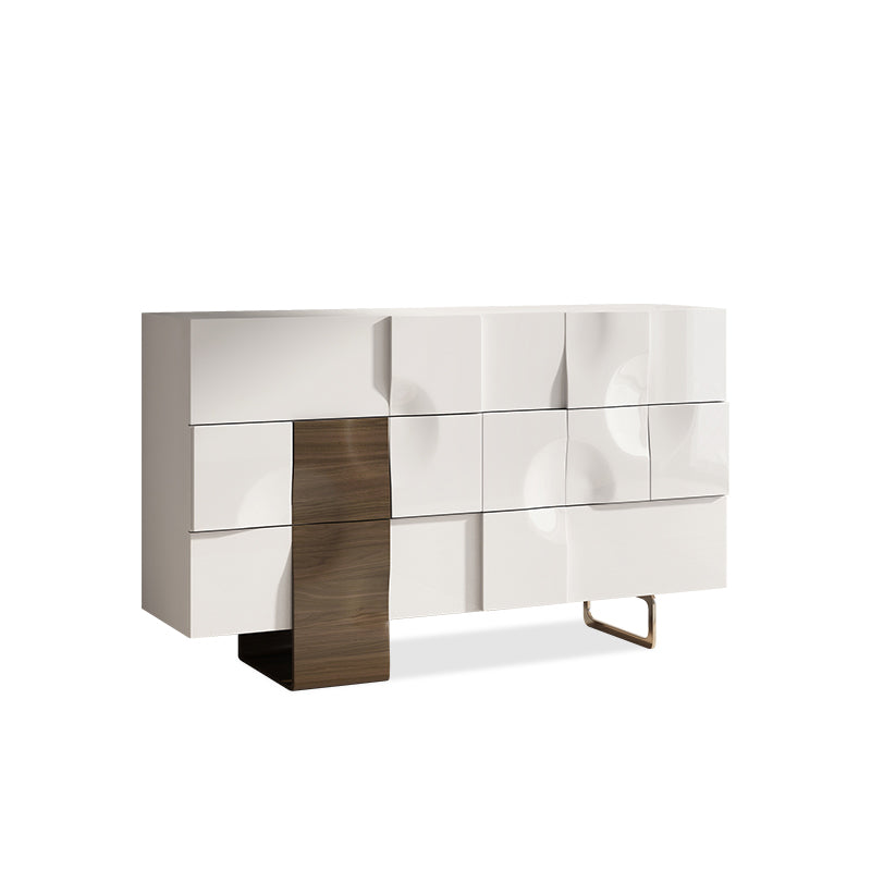 Contemporary Horizontal Double Dresser White/Gray Storage Dresser for Home
