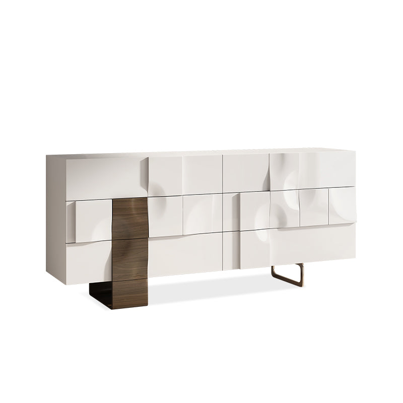 Contemporary Horizontal Double Dresser White/Gray Storage Dresser for Home