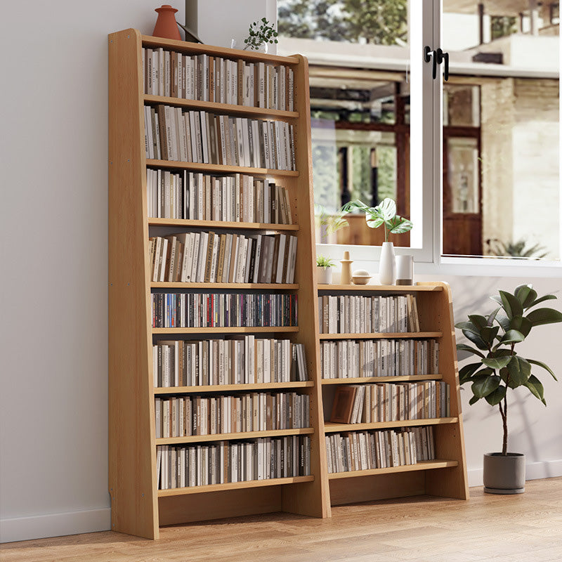 Modern Style Open Back Bookshelf Ladder Wooden Bookcase with Shelves