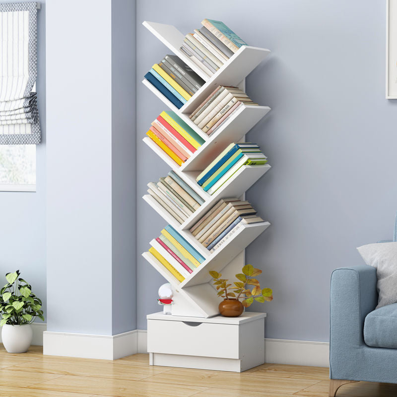 Open Back Vertical Bookshelf Engineered Wood Bookcase for Study Room