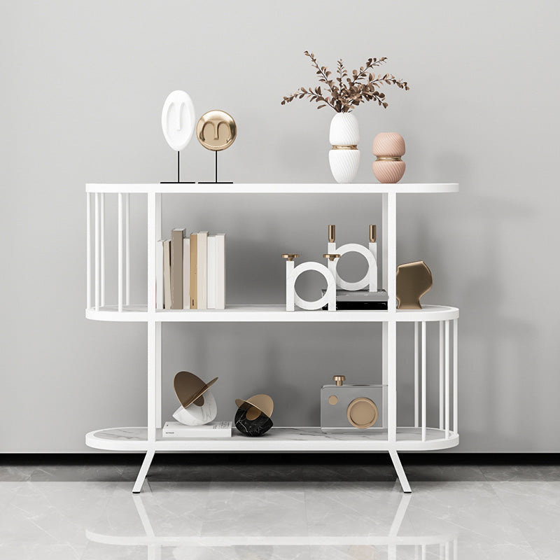 Modern Open Back Standard Bookshelf Metal Bookcase with Shelves for Study Room