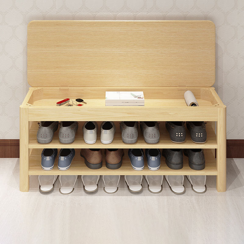 Modern Entryway Bench Wooden Seating Bench with Shoe Storage , 14" Width