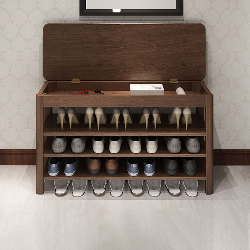 Modern Entryway Bench Wooden Seating Bench with Shoe Storage , 14" Width