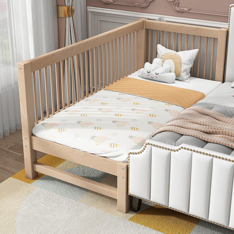 Solid Wood Crib 2-in-1 Convertible Crib with Mattress and Guardrails